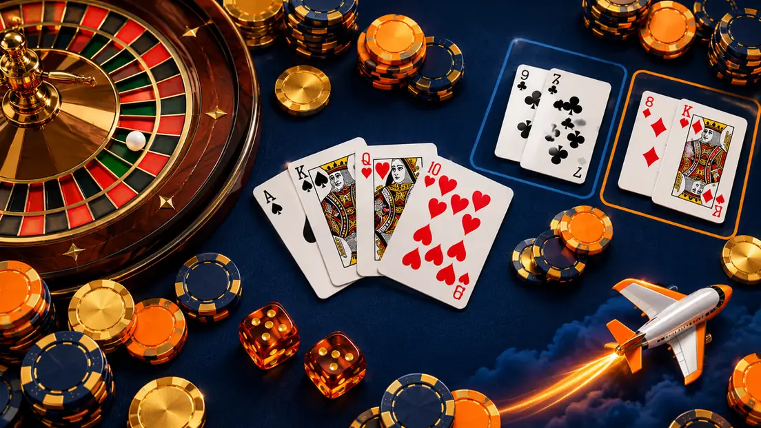 Mostbet Casino játékok: rulett, kártyák, zsetonok – illusztráció